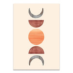 Abstract Sun Face Moon Plant Orange Canvas Art Wall Painting Posters